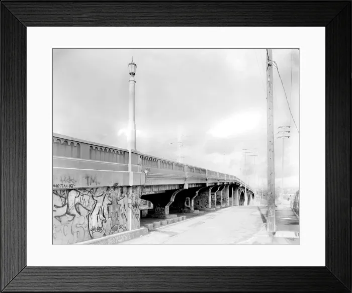 Framed Print : Los Angeles, North Spring Street Bridge, California, photograph 1980s
