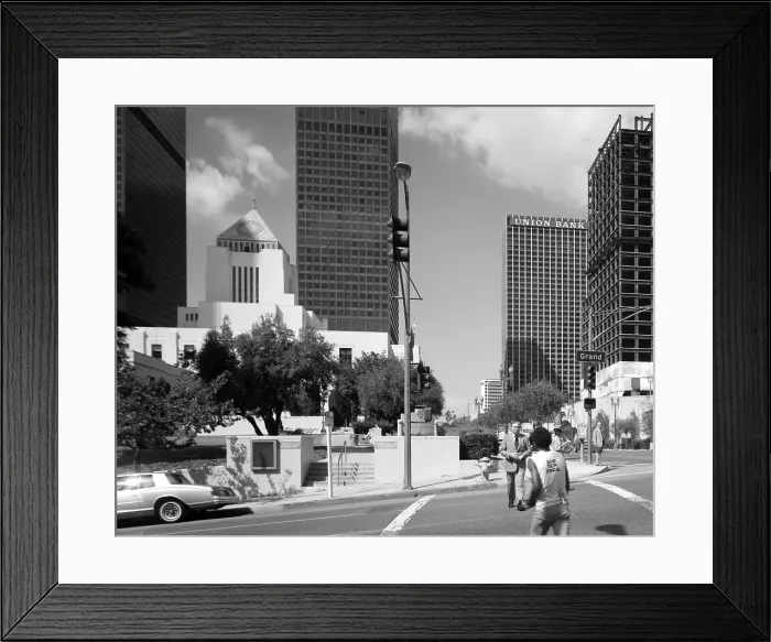 Framed Print : Los Angeles, detail of wall from the corner of 5th and Grand
