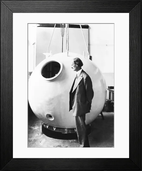 Framed Print : Auguste Piccard beside the nacelle that carried him into the stratosphere Framed Print : Auguste Piccard beside the nacelle that carried him into the stratosphere