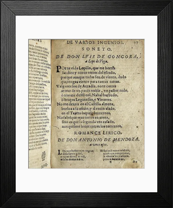 Framed Print : VEGA CARPIO, Flix Lope de (1562-1635); GONGORA Y ARGOTE, Luis de (1561-1627). Spanish poet from the Golden Century