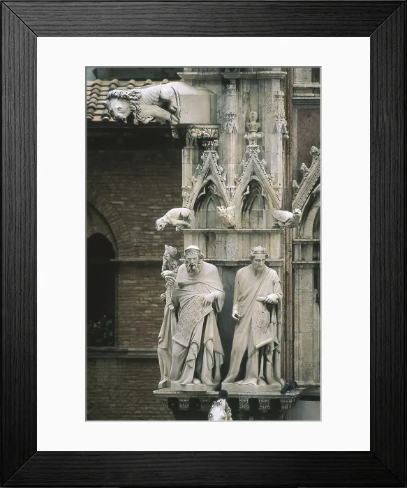 Framed Print : Duomo di Siena. 1150-1380. ITALY. TUSCANY. Siena. Cathedral. Sculpture of the faade, work by Giovanni Pisano (1284-1299). Gothic art. Sculpture Framed Print : Duomo di Siena. 1150-1380. ITALY. TUSCANY. Siena. Cathedral. Sculpture of the faade, work by Giovanni Pisano (1284-1299). Gothic art. Sculpture
