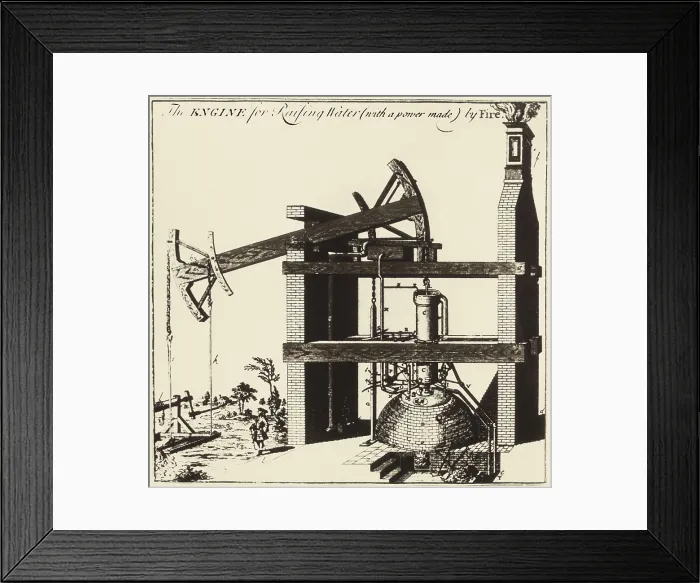 Framed Print : Newcomen Steam Engine, used to pump water out of the mine (1719). Engraving. UNITED KINGDOM. London. The Science Museum. AISA / Everett Collection**US SALES ONLY**