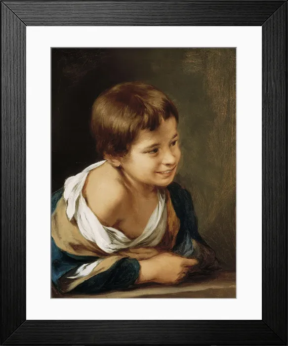 Framed Print : MURILLO, Bartolom Esteban (1617-1682). A Peasant Boy leaning on a Sill. 1670s. Baroque art. Oil on canvas. UNITED KINGDOM. London. National Gallery