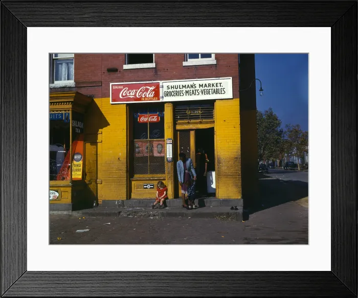 Framed Print : Shulman's market, photograph by Louise Rosskam, Union Street, Washington DC, 1941-1942