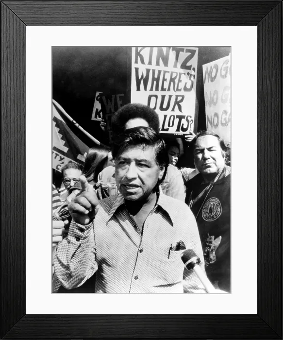 Framed Print : Cesar Chavez in the fight for farm workers rights, 1975. Courtesy: CSU Archives / Everett Collection