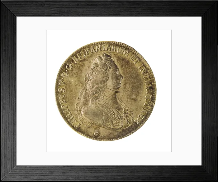 Framed Print : Ducat with the image of Philip V (1703). Coin. SPAIN. Barcelona. National Art Museum of Catalonia. AISA / Everett Collection**US SALES ONLY**