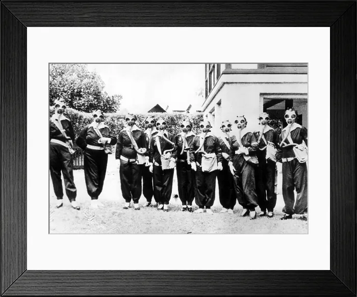 Framed Print : PREPAREDNESS IN SINGAPORE Realizing that their homes are situated in a potential danger area, wives of admiralty officials at the Singapore Naval Base of Great Britain