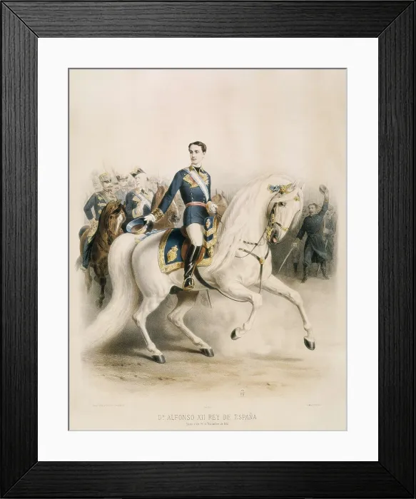 Framed Print : ALFONSO XII (1857-1885). Alfonso XII on horseback. Engraving. SPAIN. Madrid. Municipal Museum. AISA / Everett Collection**US SALES ONLY** Framed Print : ALFONSO XII (1857-1885). Alfonso XII on horseback. Engraving. SPAIN. Madrid. Municipal Museum. AISA / Everett Collection**US SALES ONLY**