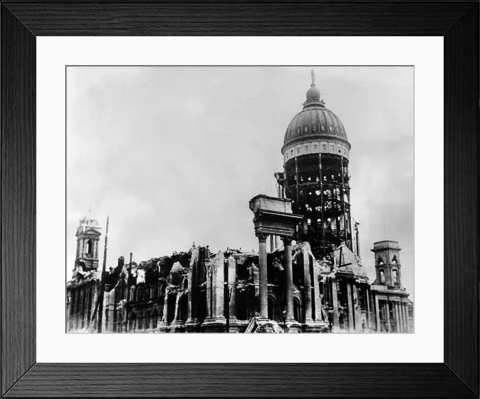 Framed Print : San Francisco City Hall after the 1906 earthquake and fires. Courtesy: CSU Archives / Everett Collection