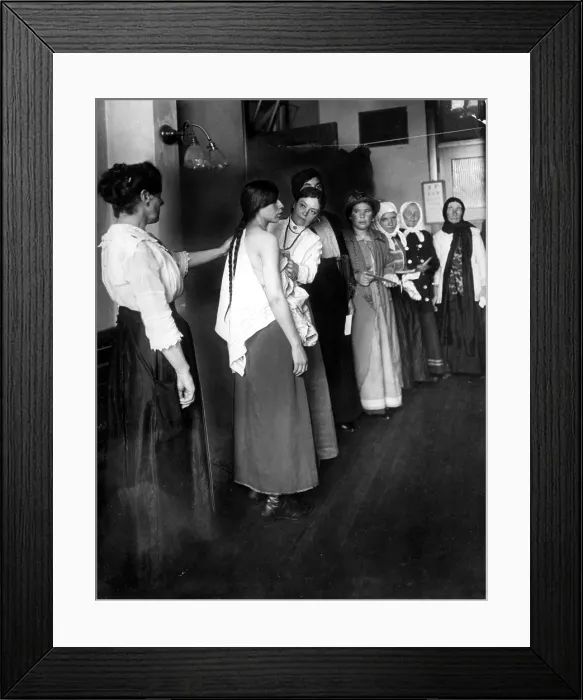Framed Print : Women immigrants undergoing a physical examination at Ellis Island, N.Y. about 1910. Courtesy: CSU Archives / Everett Collection Framed Print : Women immigrants undergoing a physical examination at Ellis Island, N.Y. about 1910. Courtesy: CSU Archives / Everett Collection