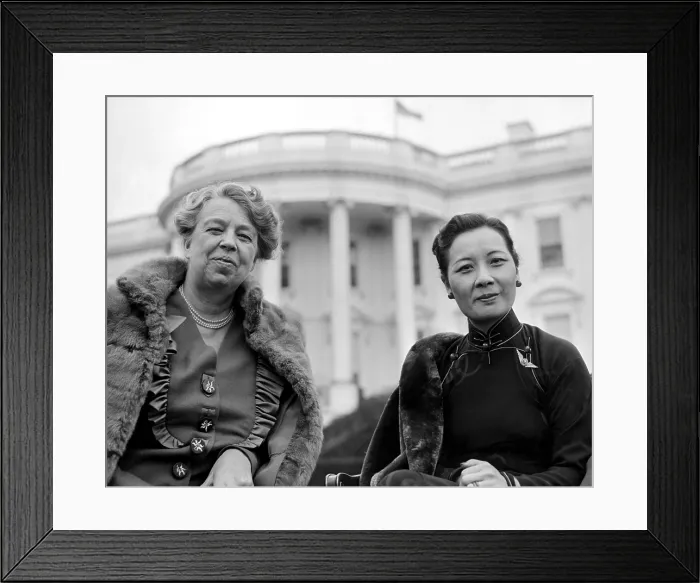 Framed Print : Eleanor Roosevelt and Madame Chiang Kai-Shek talk together on the White House Lawn, 2 / 25 / 43.. Courtesy: CSU Archives  /  Everett Collection