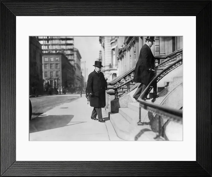 Framed Print : J.P. Morgan Sr. attending the funeral of the late Cornelius Bliss, New York City. Oct. 1911