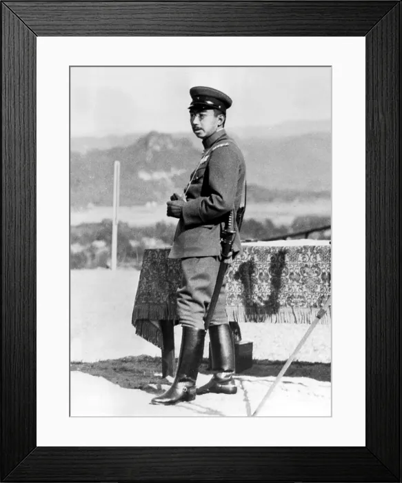 Framed Print : JAPANESE EMPEROR AT WAR MANEUVERS His Imperial Majesty Emperor Hirohito of Japan was an ineterested spectator during the recent annual grand maneuvers of the Japanese Army held Framed Print : JAPANESE EMPEROR AT WAR MANEUVERS His Imperial Majesty Emperor Hirohito of Japan was an ineterested spectator during the recent annual grand maneuvers of the Japanese Army held