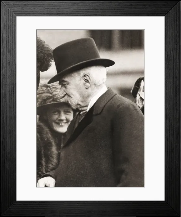 Framed Print : J.P. Morgan attending a children's theater performance of his granddaughter. Ca. 1912. John Pierpont Morgan's nose was deformed due to a disease called rhinophyma