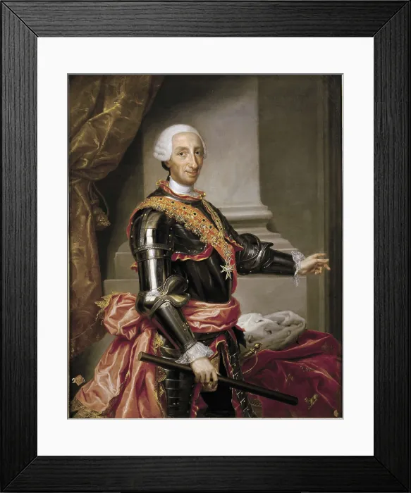Framed Print : CALLEJA, Andrs de la (1705-1785). Portrait of Charles III. 1777. Copy of a portrait by Mengs. Neoclassicism. Oil on canvas. SPAIN. Madrid. St. Fernando Royal Academy Museum