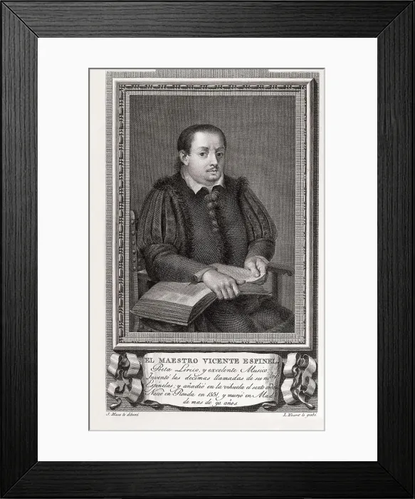 Framed Print : FERNANDEZ NOSERET, Luis (-ca. 1820); MAEA, Jos (1760-1826). Portrait of Vicente Espinel y Gmez Adorno. 1791. Drawing by Jos Maea engraved by Luis Fernndez Noseret. Etching