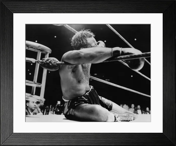 Framed Print : Archie Moore knocked out by Heavyweight Champion Rocky Marciano, Sept. 21, 1955. It was the 9th round of their title fight at Yankee Stadium, New York City. (CSU_2015_11_1525)
