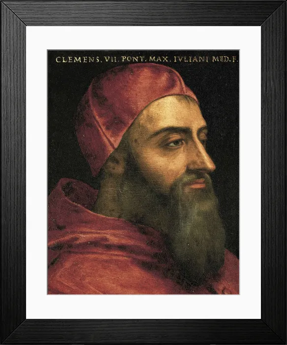 Framed Print : BRONZINO, Agnolo di Cosimo di Mariano, also called Il (1502-1572). Pope Clement VII. 16th c. Mannerism art. Oil on canvas. ITALY. Florence. Galleria degli Uffizi (Uffizi Gallery) Framed Print : BRONZINO, Agnolo di Cosimo di Mariano, also called Il (1502-1572). Pope Clement VII. 16th c. Mannerism art. Oil on canvas. ITALY. Florence. Galleria degli Uffizi (Uffizi Gallery)