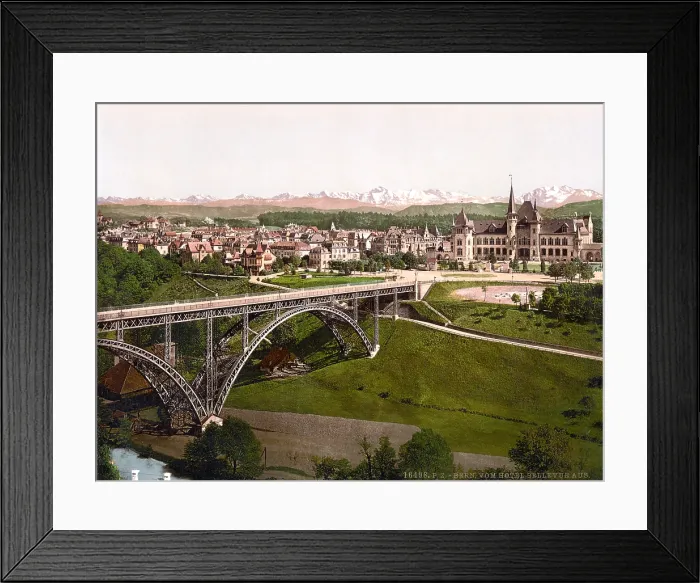Framed Print : Switzerland, view from Hotel Bellevue, Berne, photochrom, circa early 1900s