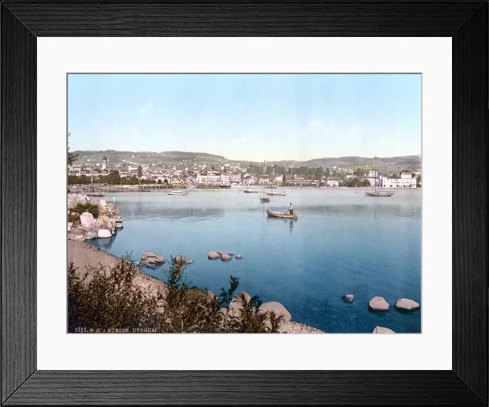 Framed Print : Switzerland, The Utoquay, from Enge Park, Zurich, photochrom, circa early 1900s