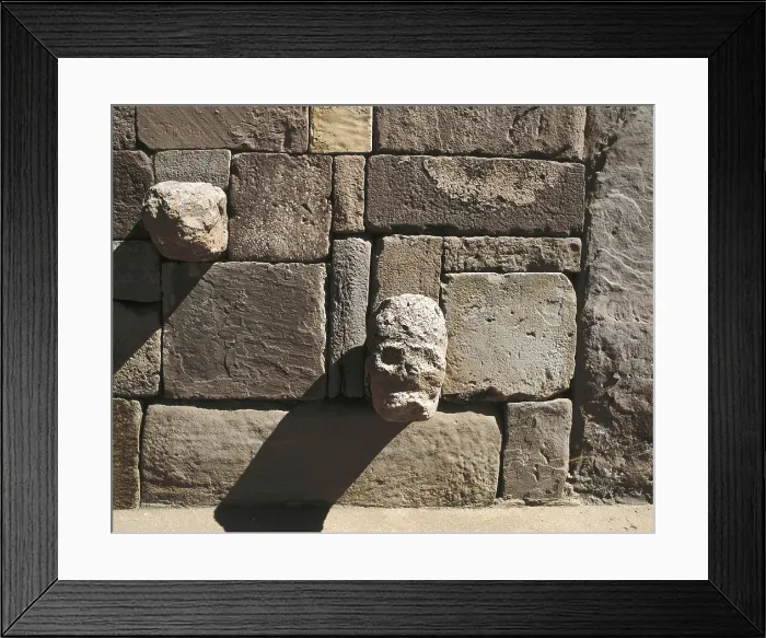 Framed Print : BOLIVIA. LA PAZ. Tiahuanaco. Half subterranean shrine with heads fitted on the walls. Sculpture. AISA / Everett Collection**US SALES ONLY**