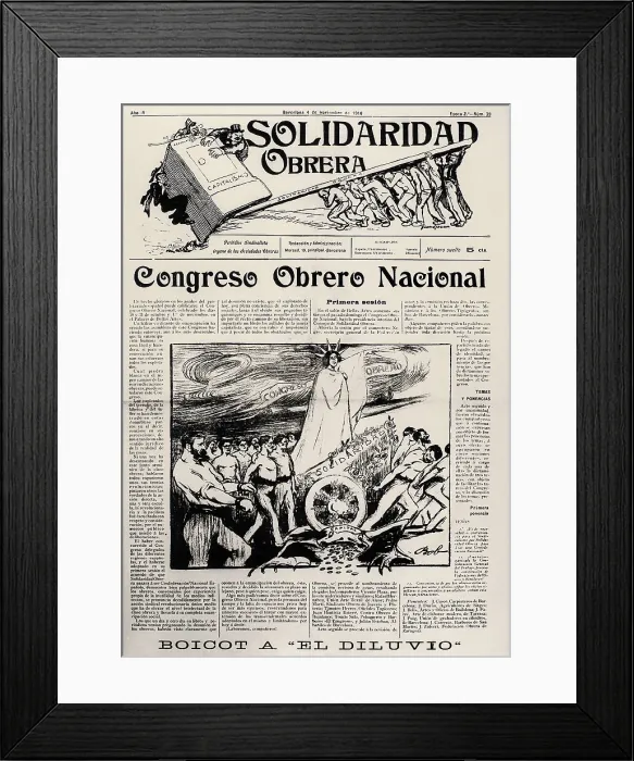 Framed Print : Spain (1910). 'Solidaridad Obrera', publication of the Labour Societies. Cover with the news of the Labour National Congress (Barcelona, 4th November 1910)