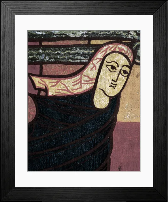 Framed Print : The Birth and Dream of Saint Joseph. end 12th c. Altar side. Detail with the virgin's face. Romanesque art. Tempera on wood. SPAIN. Solsona. Diocesan and Regional Museum Framed Print : The Birth and Dream of Saint Joseph. end 12th c. Altar side. Detail with the virgin's face. Romanesque art. Tempera on wood. SPAIN. Solsona. Diocesan and Regional Museum