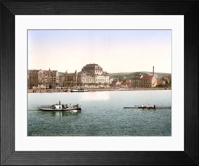 Framed Print : Switzerland, The theatre and Utoquay, Zurich, photochrom, circa early 1900s