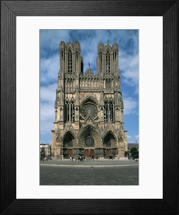 Framed Print : Cathedral of Notre-Dame of Reims. 1211-1311. FRANCE. Reims. Cathedral of Notre-Dame. Western faade. Gothic art. Architecture. AISA / Everett Collection**US SALES ONLY**