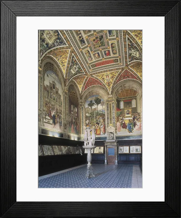 Framed Print : PINTURICCHIO, Bernardino di Betto, called Il (1454-1513). Piccolomini Library. 1502-1508. ITALY. TUSCANY. Siena. Cathedral. Renaissance art. Quattrocento. Fresco; Architecture