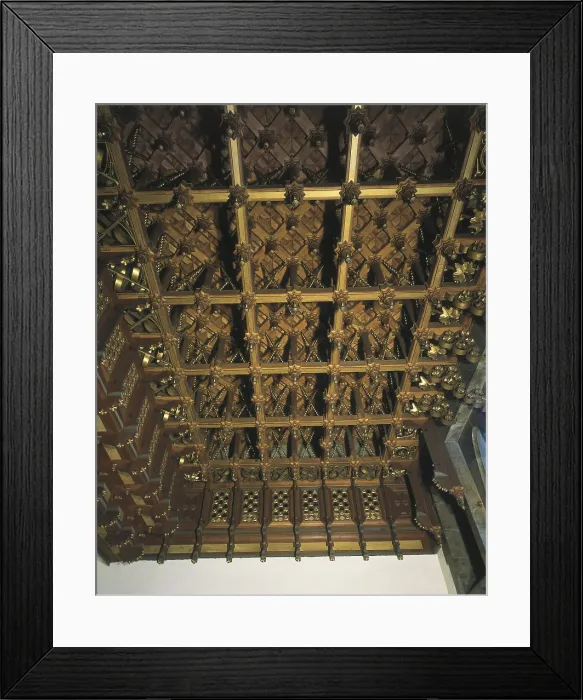 Framed Print : GAUDI i CORNET, Antoni (1852-1926). Guell Palace. 1885-1890. SPAIN. Barcelona. Gell Palace. Coffered ceiling of the rooms of the first floor. Modernism. Modernism