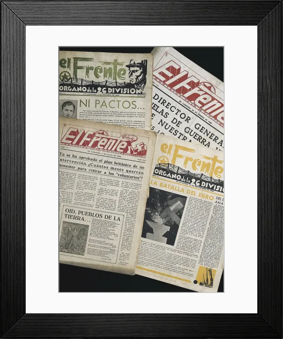 Framed Print : Spanish Civil War (1936-1939). 'El Frente' (The Front), voice of the 26th Durruti Division. Cover of different numbers of 1938. SPAIN. Monistrol de Montserrat