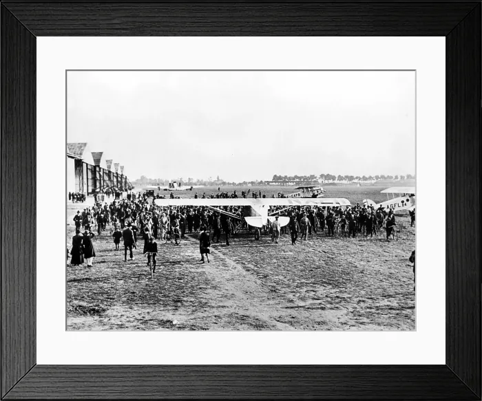 Framed Print : The Spirit of St. Louis is wheeled onto the flying field at Le Bourget in Paris after repairs were made on the plane