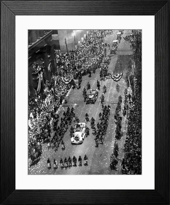 Framed Print : A ticker-tape parade for Charles Lindbergh in New York after his trans-Atlantic flight in 1927.. Courtesy: CSU Archives  /  Everett Collection