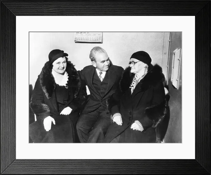 Framed Print : Thomas Mooney visited by Anna Mooney and Mrs. Mary Mooney, his mother and sister. May 21, 1933 Framed Print : Thomas Mooney visited by Anna Mooney and Mrs. Mary Mooney, his mother and sister. May 21, 1933
