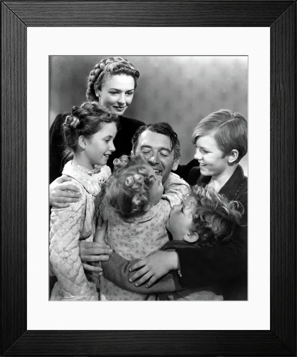 Framed Print : IT'S A WONDERFUL LIFE, Carol Coomes, Donna Reed, Karolyn Grimes, James Stewart, Jimmy Hawkins, Larry Simms, 1946