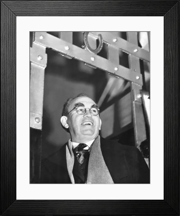 Framed Print : Thomas Mooney family reunion outside prison walls at San Quentin, California. Jan. 7, 1939. Mooney is enroute to Sacramento for a pardon from Gov. Olson on January 7, 1939