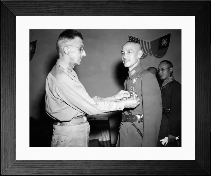 Framed Print : Lt. General Joseph W. Stillwell gives General Chiang Kai-shek the Legion of Merit medal, 1943. Courtesy: CSU Archives / Everett Collection