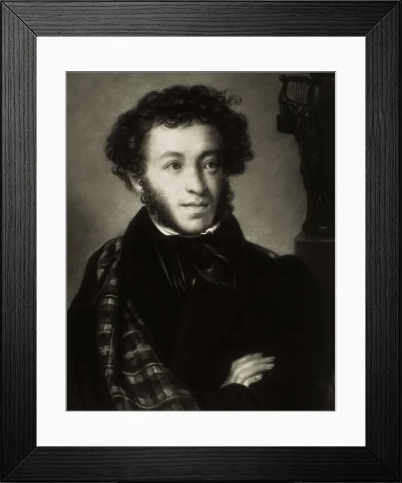 Framed Print : KIPRENSKI, Orest Adamovich (1782-1932). Portrait of Alexander Pushkin. 1827. Oil on canvas. RUSSIA. Moscow. Tretyakov Gallery