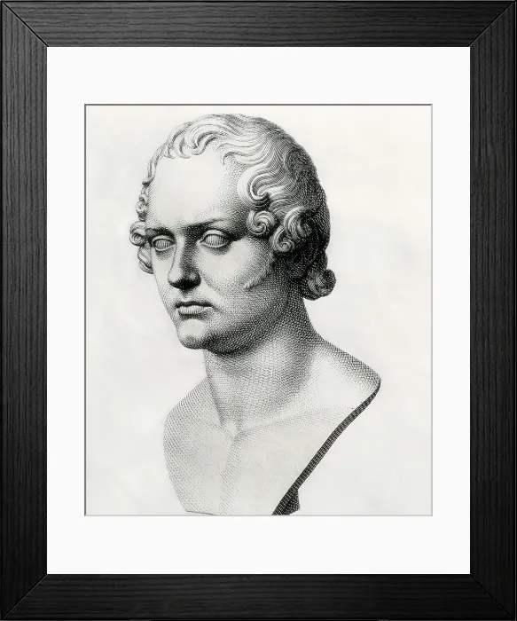 Framed Print : Byron, George Gordon Byron, 6th Baron, called 'Lord Byron' (1788-1824). Etching. AISA / Everett Collection**US SALES ONLY** Framed Print : Byron, George Gordon Byron, 6th Baron, called 'Lord Byron' (1788-1824). Etching. AISA / Everett Collection**US SALES ONLY**