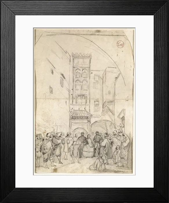Framed Print : FORTUNY, Mariano (1838-1874). African street subject (Africa 1860). 1860. Romanticism. Drawing. SPAIN. Reus. Salvador Vilaseca Regional Museum