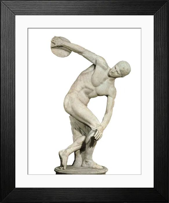Framed Print : Discobolo Lancellotti. ca. 460 - 450 BC. Replica of the Discobolus of Myron. Roman copy. Classical Greek art. Sculpture on marble. ITALY. Rome. National Roman Museum Framed Print : Discobolo Lancellotti. ca. 460 - 450 BC. Replica of the Discobolus of Myron. Roman copy. Classical Greek art. Sculpture on marble. ITALY. Rome. National Roman Museum