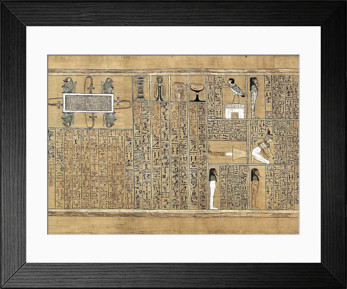 Framed Print : Book of the Dead or Papyrus of Any. ca. 1275 BC. 19th Dynasty. From left to right, the lake of fire, amulets and the protectors of the tomb. Egyptian art. New Kingdom. Painting Framed Print : Book of the Dead or Papyrus of Any. ca. 1275 BC. 19th Dynasty. From left to right, the lake of fire, amulets and the protectors of the tomb. Egyptian art. New Kingdom. Painting