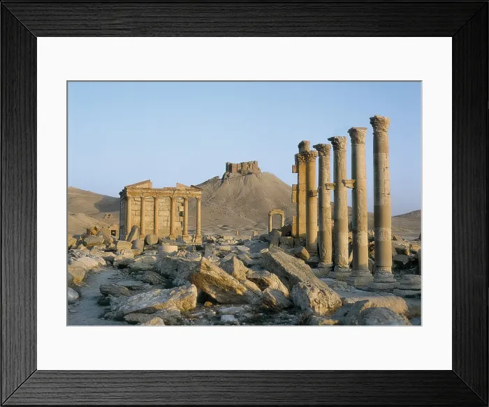 Framed Print : SYRIA. Palmira. Great Colonnade. In the background, the Castle of Qalaat ibn Maan. AISA / Everett Collection**US SALES ONLY** Framed Print : SYRIA. Palmira. Great Colonnade. In the background, the Castle of Qalaat ibn Maan. AISA / Everett Collection**US SALES ONLY**