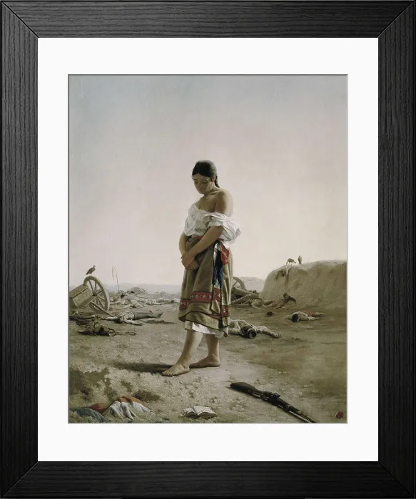 Framed Print : BLANES, Juan Manuel (1830-1901). The Paraguayan in her Desolate Mother Land. 1879. War of the Triple Alliance (1864-1870). Oil on canvas. URUGUAY. Montevideo