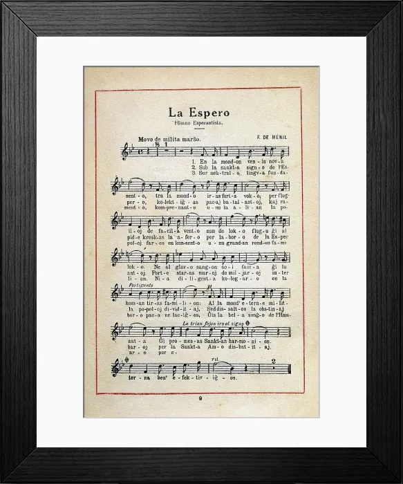 Framed Print : La Espero (The Hope), hymn for the Esperanto Congress of Barcelona in 1909. AISA / Everett Collection**US SALES ONLY**