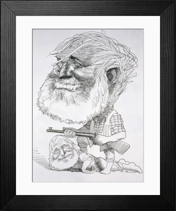 Framed Print : HEMINGWAY, Ernest (1899-1961). Engraving. AISA / Everett Collection**US SALES ONLY** Framed Print : HEMINGWAY, Ernest (1899-1961). Engraving. AISA / Everett Collection**US SALES ONLY**
