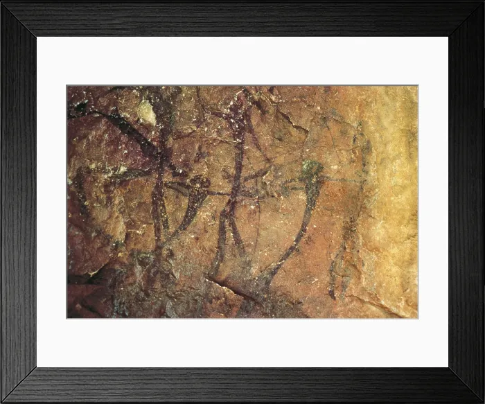 Framed Print : SPAIN. Tirig. Civil Cave. Valltorta Ravine. Group of archer warriors. Mesolithic art. Cave. AISA / Everett Collection**US SALES ONLY**
