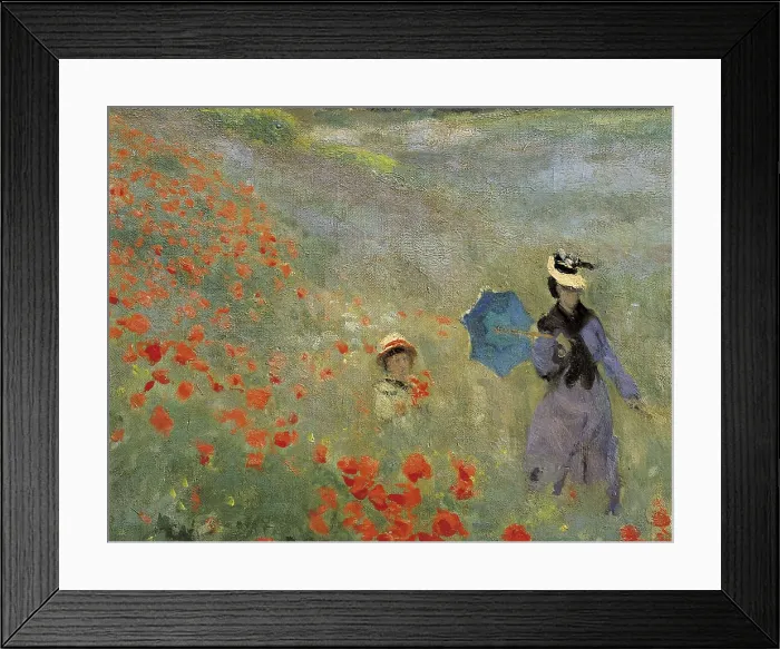 Framed Print : MONET, Claude (1840-1926). Wild Poppies. 1873. Surroundings of Argenteuil. Right lower detail of the work. Impressionism. Oil on canvas. FRANCE. Paris