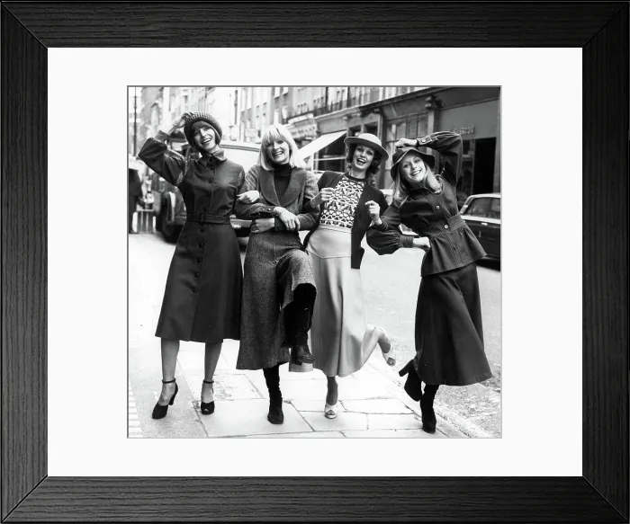 Framed Print : Models showing some of the styles in Mary Quant's new Ginger Group collection in London, 1974.. Courtesy: CSU Archives  /  Everett Collection